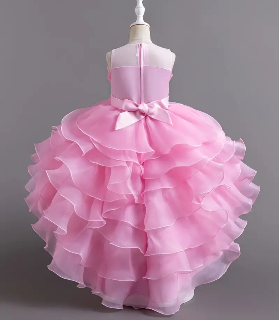 Robe de soirée haute-basse pour filles ,robe en tulle à paillettes rose ,robe de princesse à fleurs pour demoiselle d'honneur, robe bouffante pour cérémonie de remise Diplôme