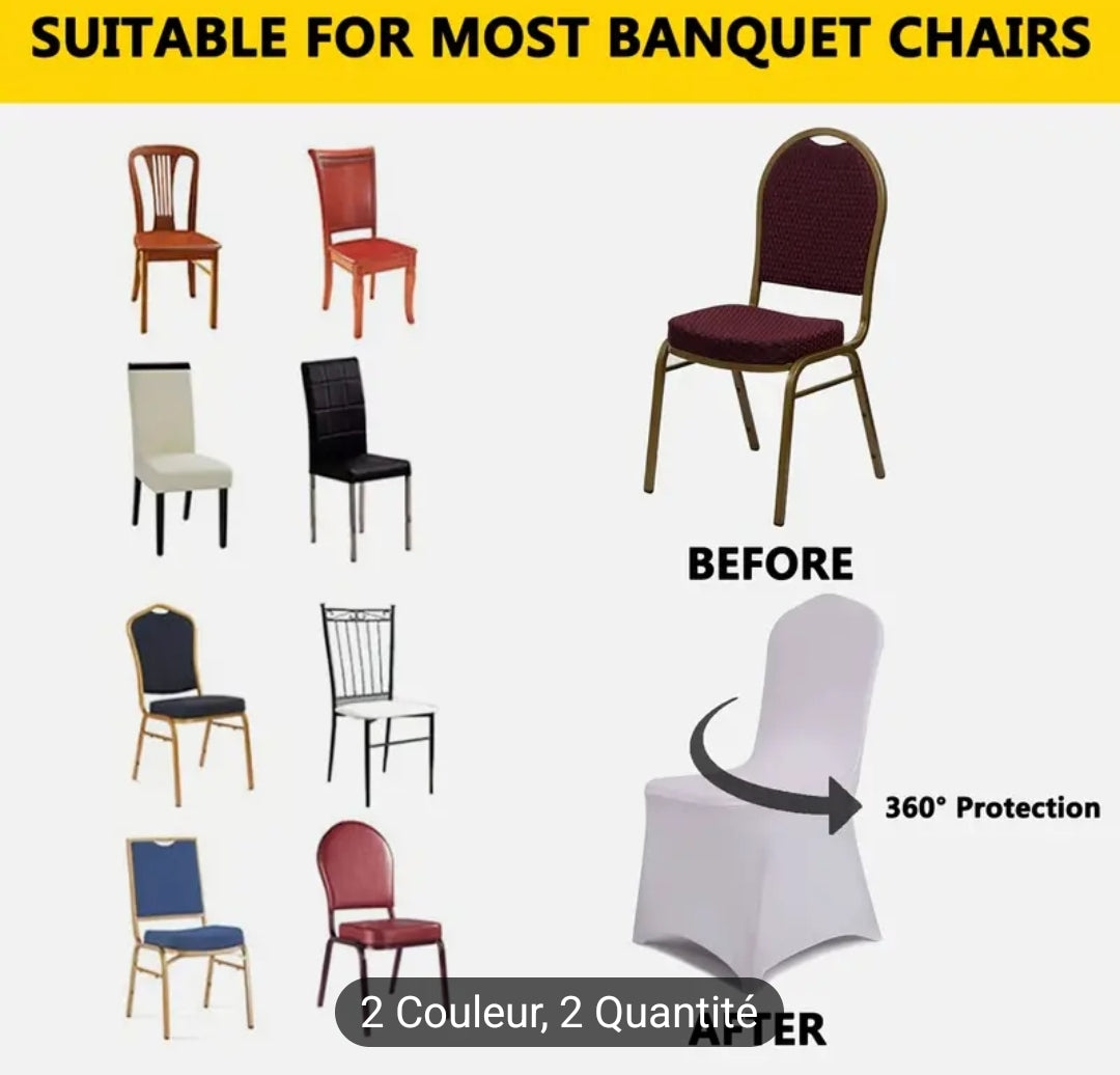 Lots de 6/12 housse de chaise en spandex pour restaurants adaptés au salon et à la salle à manger. Housse de chaise elastique universelle pour protéger les chaises de mariage, banquet, anniversaire et fête (blanc,noir)