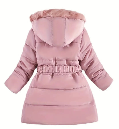 Manteau d'hiver epais à capuchon en fourrure Élégante pour filles, parkas chaudes à manche longue et capuchon décontractés pour hiver et l'automne