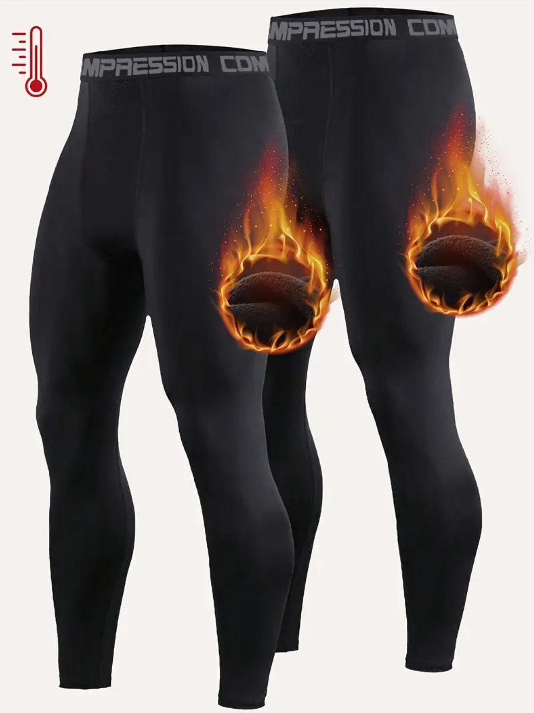 Telaleo 2pcs pantalon de compressions thermique pour hommes, collant de sport polaires athlétique, vêtements de base pou temps froid équipement d'hiver