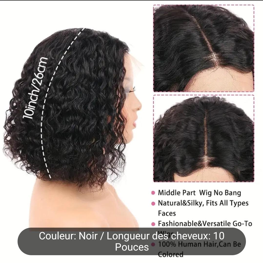 Beaushine Bob perruques cheveux humains courtes bouclées fermeture ende