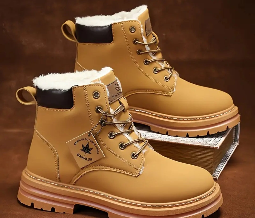 Mainalun bottes de neige pour hommes doublure épaisse et chaud en peluche ,polyvalente et Élégante pour les sports d'hiver