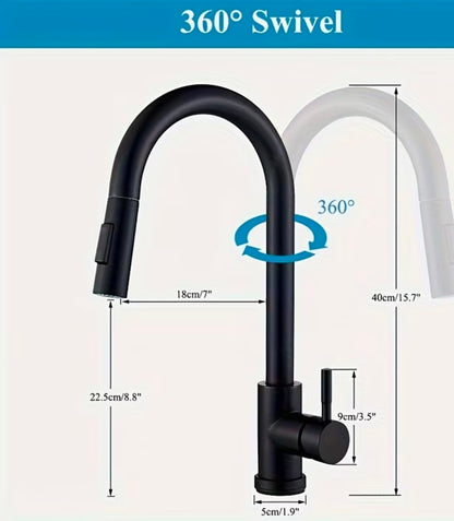 Robinet de cuisine noir mat,robinet pivotant à poignée unique avec pulvérisateur retractable,mélangeur cuisine commerciale avec plaque 10pouces pour 1 ou 3trous