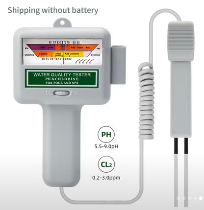Testeur de qualité d'eau potable piscine/aquarium-Testeur de Ph haute précision et de chlore (cl2) sonde de 5,91 pouces avec cordon d'extension retractable (longueur total 59,84 pouces) Alimenter par batterie (non incluse).
Plage de mesure Ph 5.5-9/cl2 0.