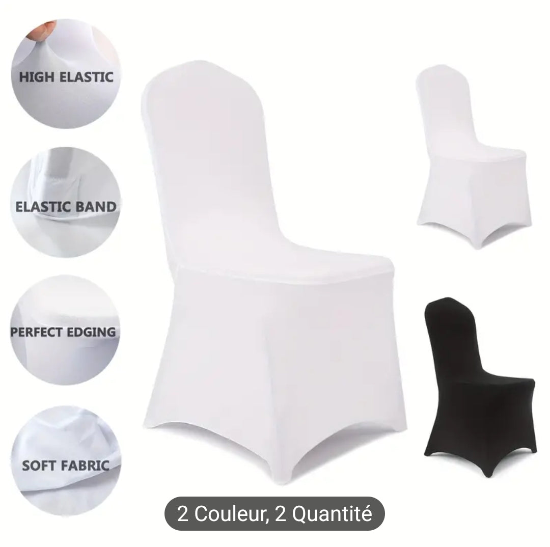 Lots de 6/12 housse de chaise en spandex pour restaurants adaptés au salon et à la salle à manger. Housse de chaise elastique universelle pour protéger les chaises de mariage, banquet, anniversaire et fête (blanc,noir)