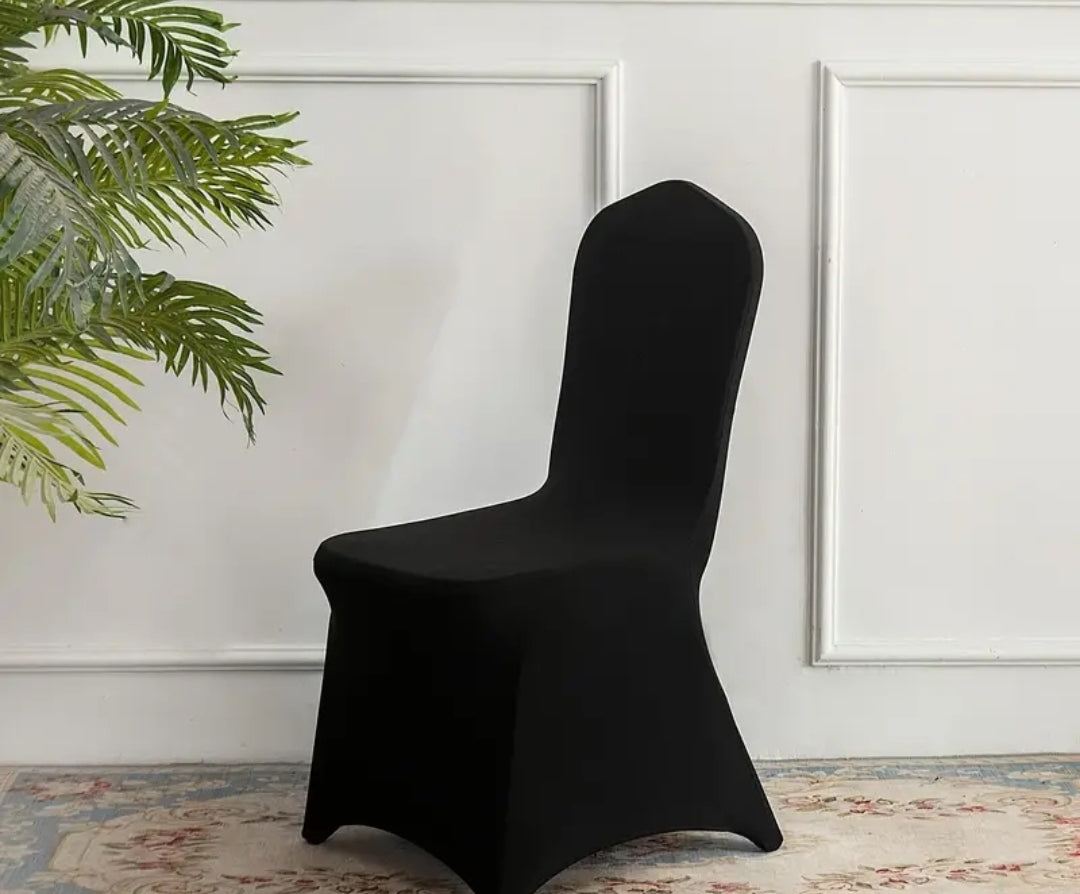 Lots de 6/12 housse de chaise en spandex pour restaurants adaptés au salon et à la salle à manger. Housse de chaise elastique universelle pour protéger les chaises de mariage, banquet, anniversaire et fête (blanc,noir)