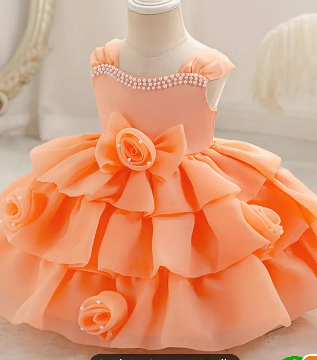 Robe en tulle à fleurs pour fillettes la princesse sans manche pour les occasions spéciales, pour les fêtes et activités en plein air