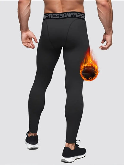 Telaleo 2pcs pantalon de compressions thermique pour hommes, collant de sport polaires athlétique, vêtements de base pou temps froid équipement d'hiver